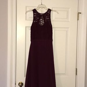 Bill Levkoff Burgundy lace chiffon gown Size 2